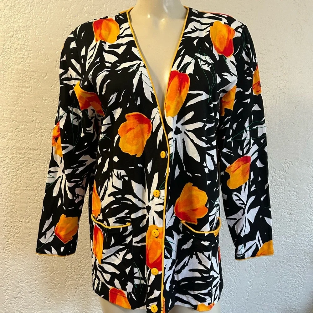 Vintage Evan Picone 2-Piece Floral Cotton Skirt Suit NWT M/L 90s Tropical Print